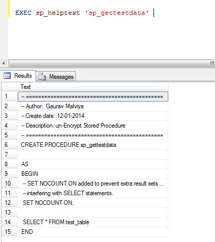 Check stored procedure